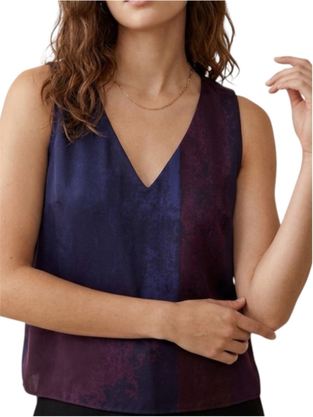 Babaton Murphy Sleeveless V Neck Blouse Top Size XXS Purple Blue